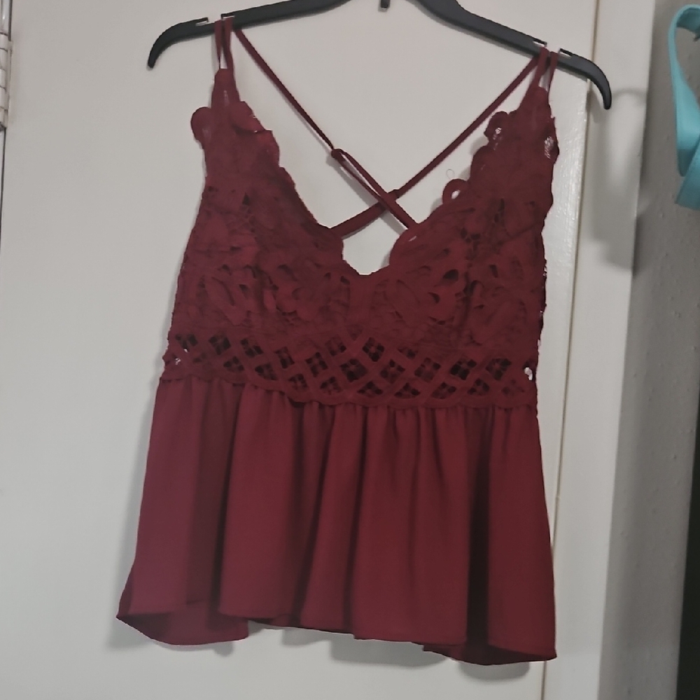 Elegant Burgundy Lace Women’s Top